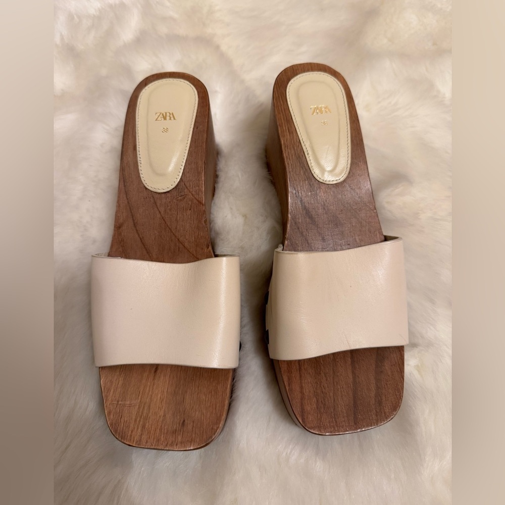 Zara wooden block platform sandal